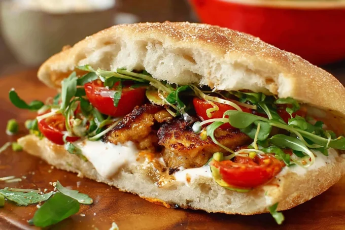 30-Minute Falafel Sandwich With Sweet Potato served in pita bread