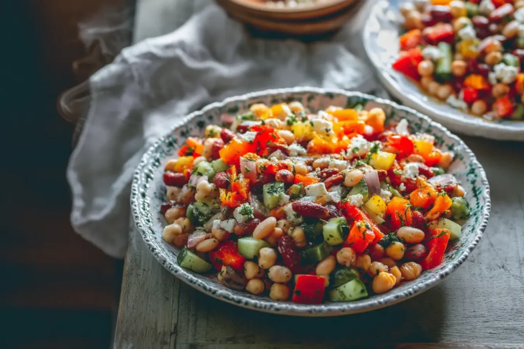 Pinterest collage of Mediterranean Dense Bean Salad