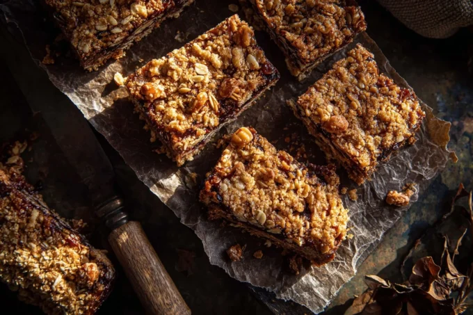Freshly baked Brown Sugar Pecan Pie Brownies with glossy pecan topping