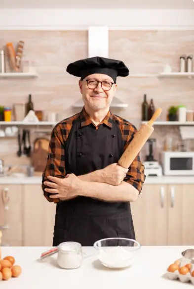 Chef Serge portrait in his kitchen