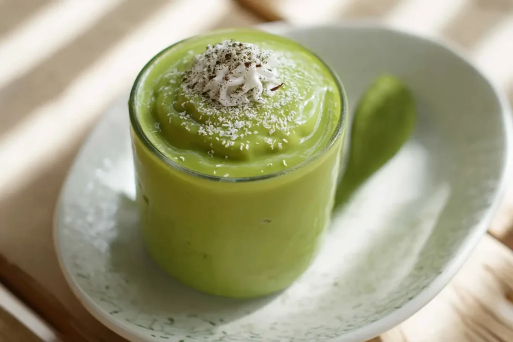 Homemade Matcha Green Tea Smoothie in a serving glass.