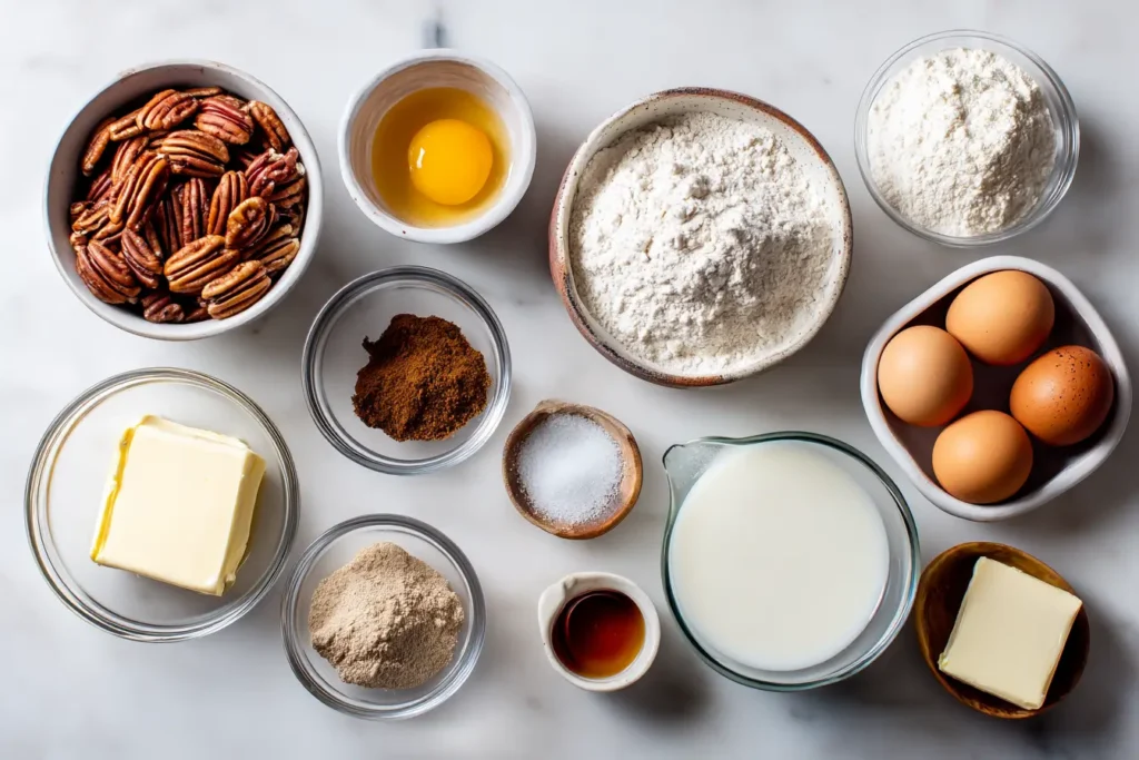 Toasting pecans and mixing batter for pecan cake