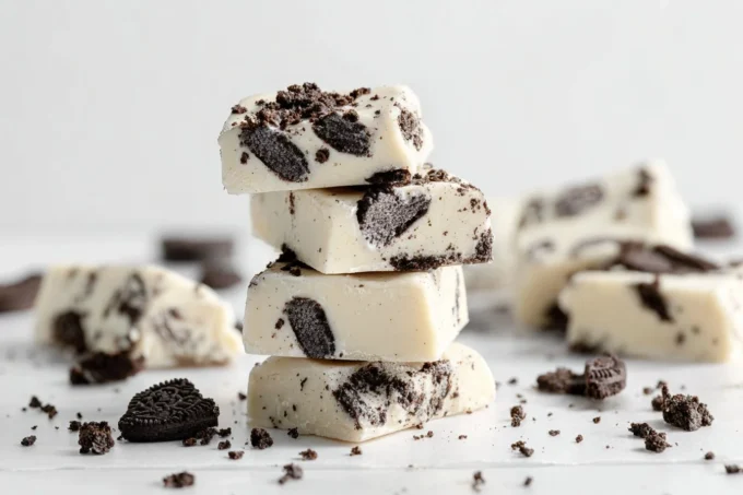 Homemade Cookies and Cream Bark with crushed Oreos