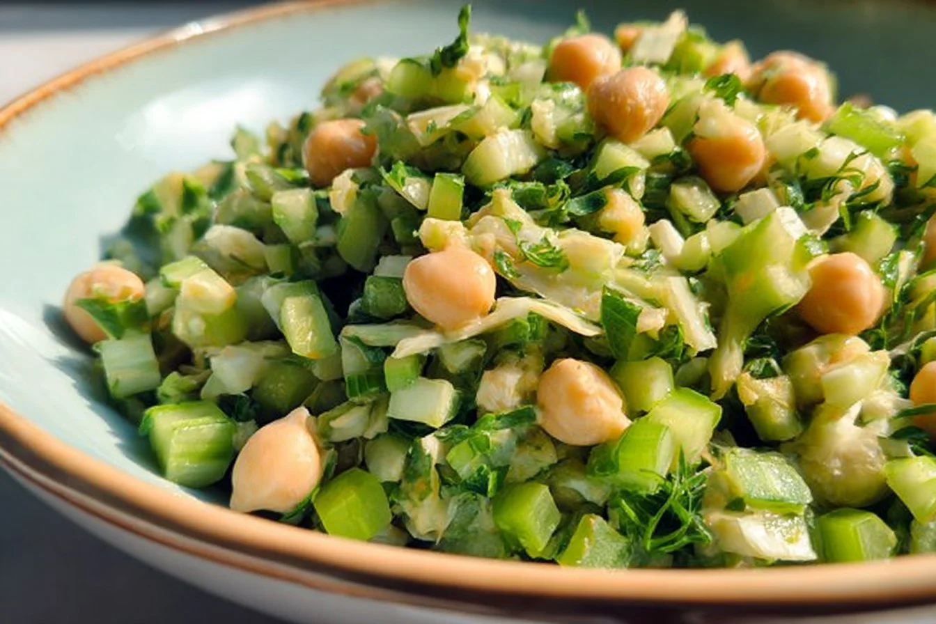 Dense Bean Salad with creamy avocado dressing and colorful veggies