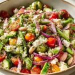 Greek Bean Salad with feta, olives, and cherry tomatoes