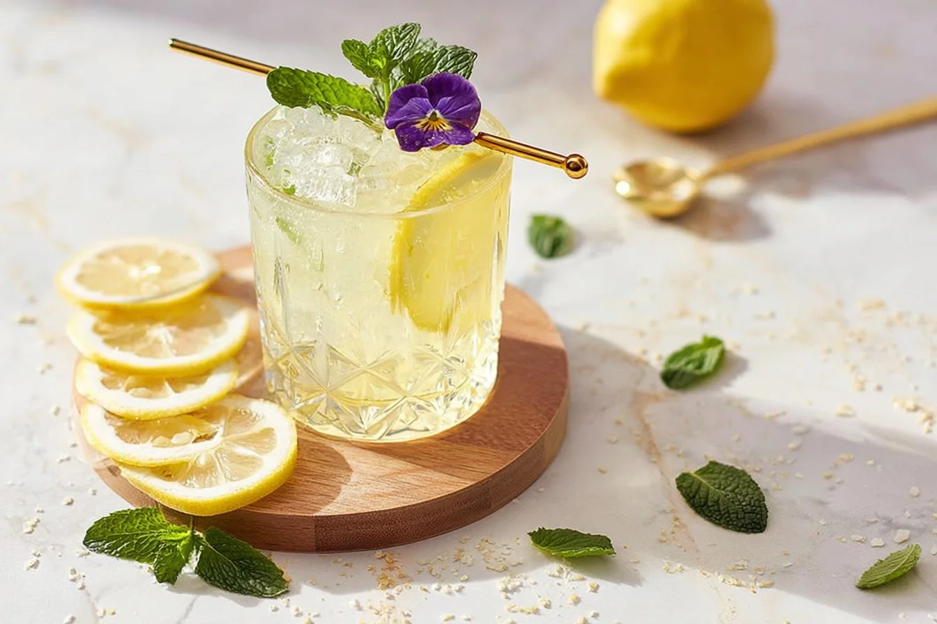 Refreshing Lemon Mocktails with mint and lemon on ice