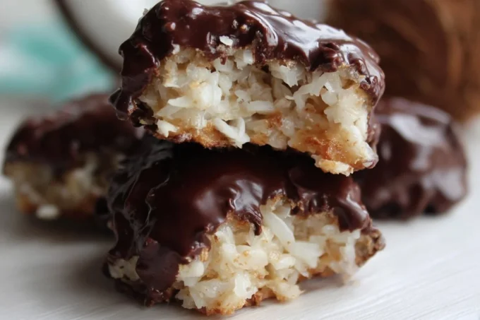 Homemade 3-Ingredient Mounds-Style Bars on plate
