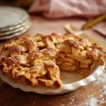 Homemade apple pie with a golden crust and fresh apple filling