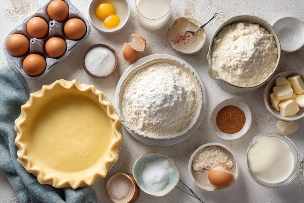 Ingredients for making Custard Pie