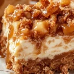 Delicious caramel apple cheesecake bars topped with caramel drizzle and apple slices