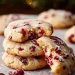 Chewy Christmas cranberry orange cookies with festive decorations