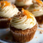 Delicious easy carrot cake cupcakes topped with cream cheese frosting