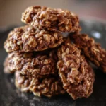 Delicious no bake oatmeal cookies on a plate, ready to enjoy.