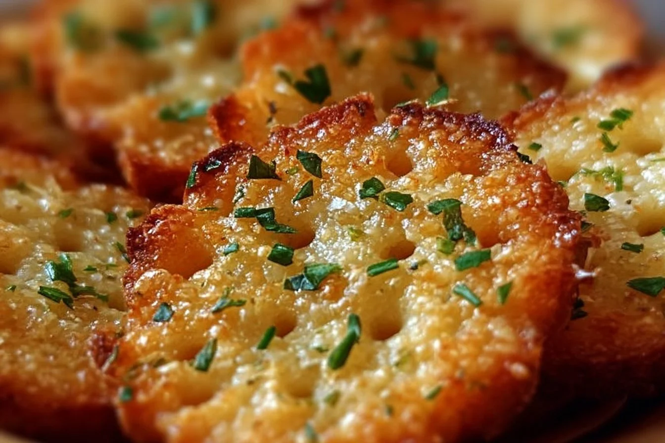 A large, bright white bowl filled to the brim with golden-brown, cheesy Garlic Bread Ritz Bits, ready for snacking.