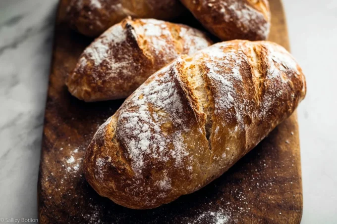 Homemade Artisan Bread fresh out of the oven, with golden crust