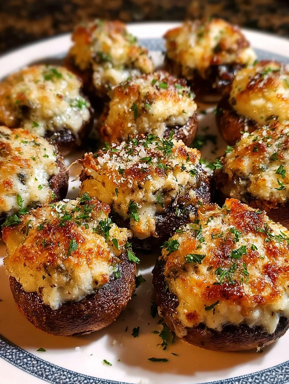 Delicious Olive Garden stuffed mushrooms filled with cheese and herbs