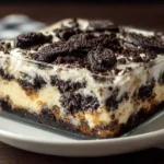 Delicious Oreo Dump Cake with chocolate and cream layers