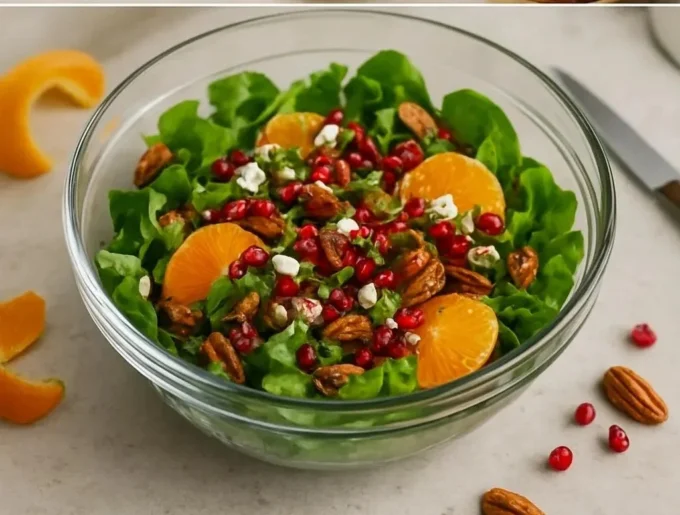 Colorful and festive Christmas Salad with seasonal ingredients