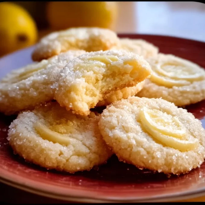 Freshly baked lemon sugar cookies on a cooling rack