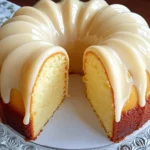Classic Pound Cake with a golden crust and moist texture on a wooden table.