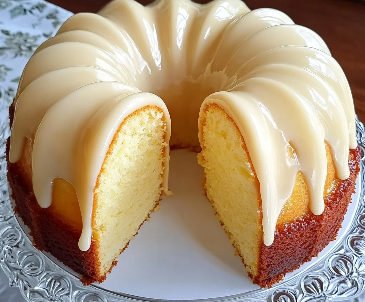 Classic Pound Cake with a golden crust and moist texture on a wooden table.