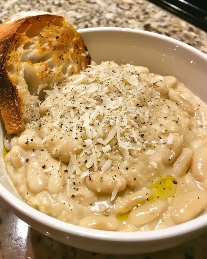 Creamy White Beans with Parmesan & Black Pepper