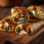 Crispy air fryer chicken and mozzarella wraps on a plate