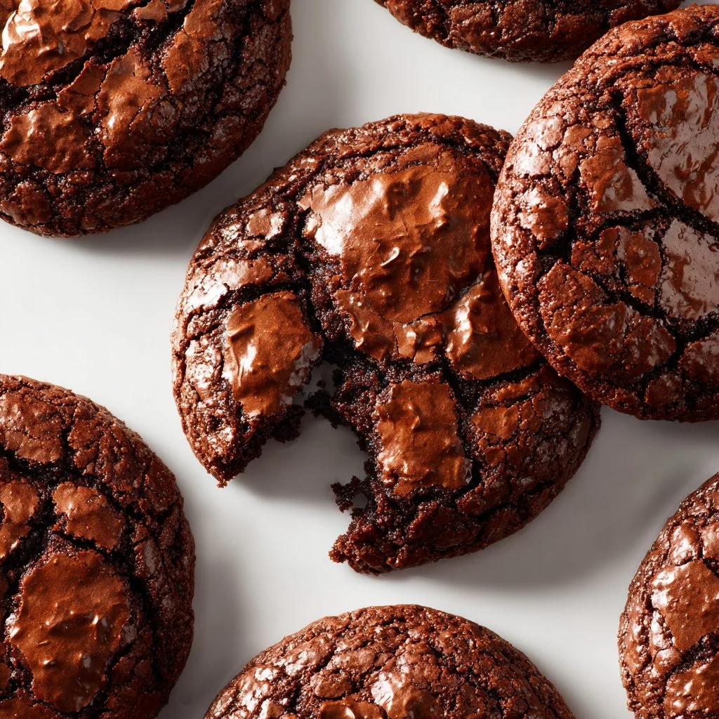 Gourmet brownie cookies with chocolate drizzle and sprinkles on top