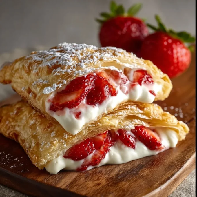 Delicious strawberry cheesecake turnovers ready to be enjoyed.