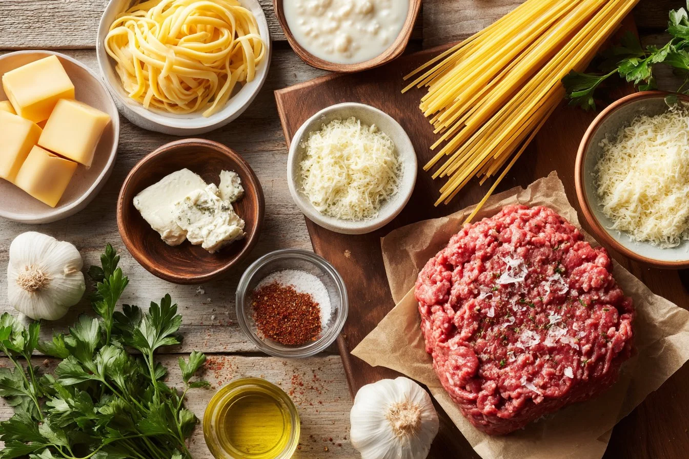 Creamy Cajun Beef Spaghetti with Triple Cheese Parmesan Sauce