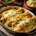 Delicious enchiladas topped with sauce and garnished with fresh cilantro