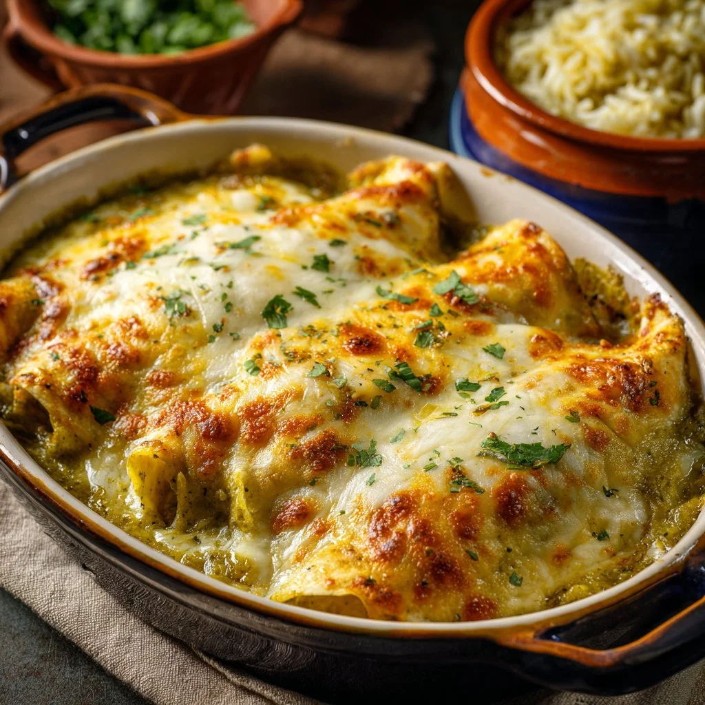 Plate of delicious homemade enchiladas topped with salsa and cheese