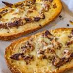 French Garlic Philly Cheesesteak Bread with savory fillings