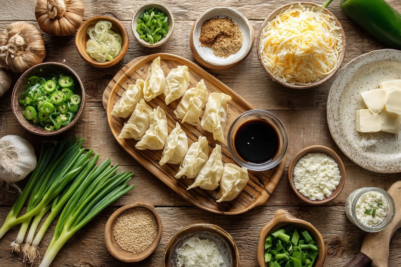 Stuffed Chile Wontons with Jalapeño Soy Sauce