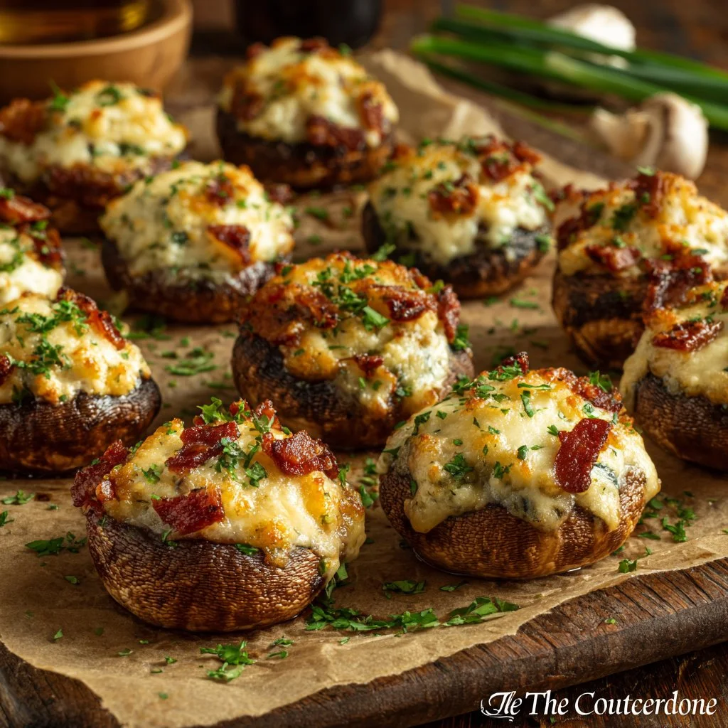 Delicious Swamp Goblins Stuffed Mushrooms ready to enjoy.