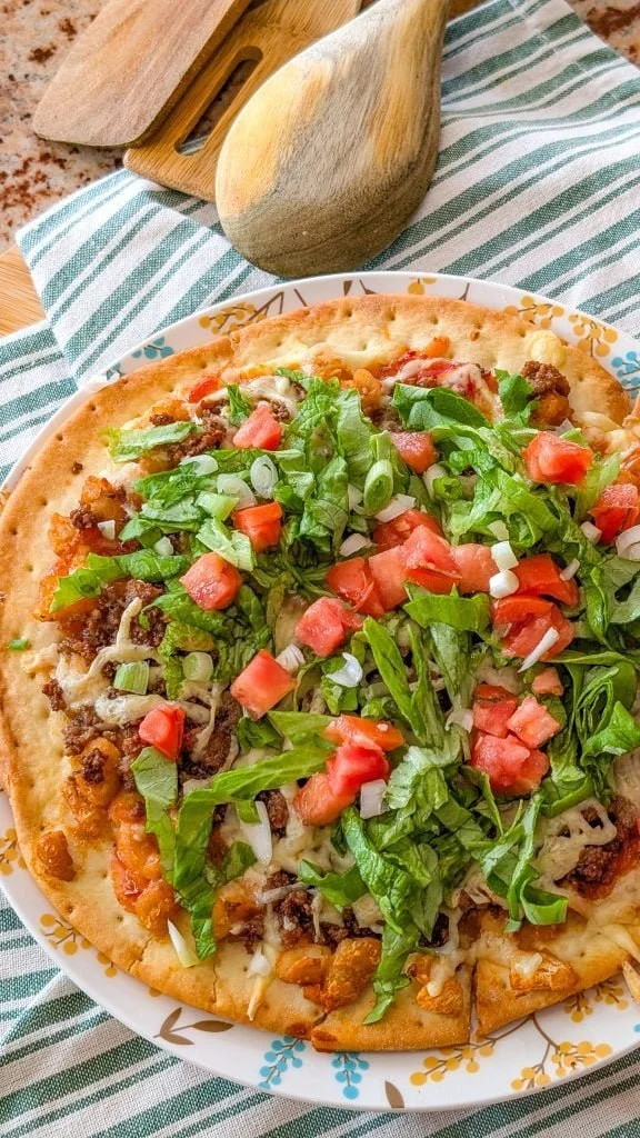 Delicious Taco Pizza with fresh toppings and a crispy crust