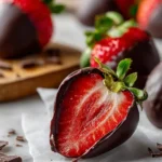 Delicious microwave chocolate covered strawberries on a plate