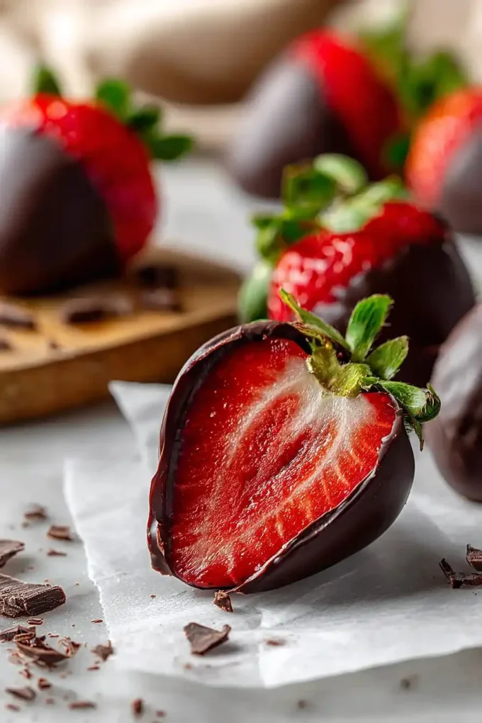 Delicious microwave chocolate covered strawberries on a plate