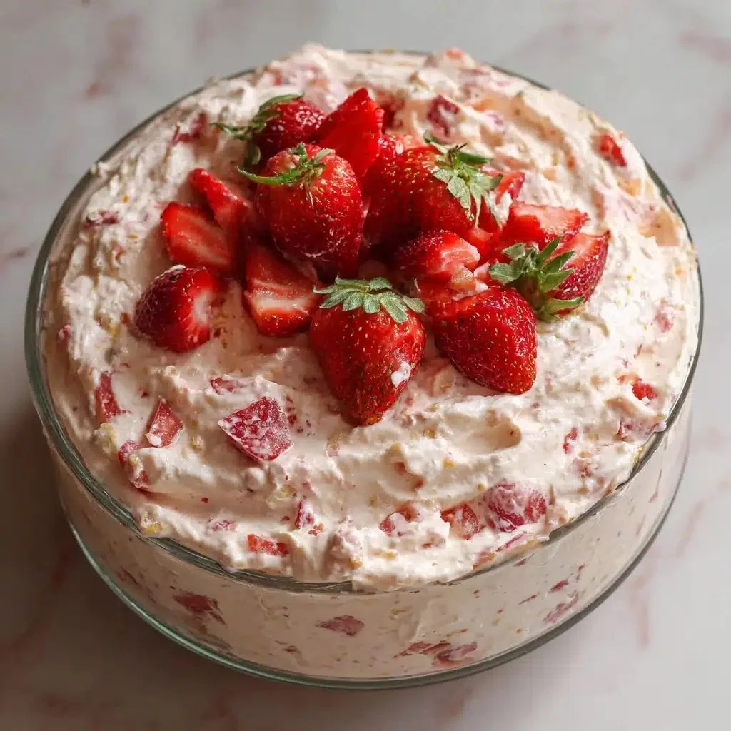 Delicious Strawberry Fluff Salad with fresh strawberries and creamy texture